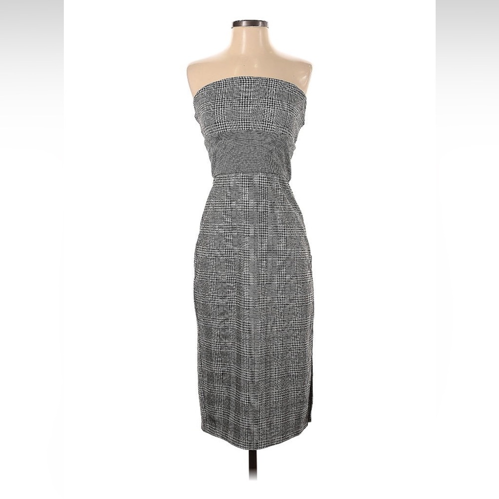 h:ours strapless plaid dress size small